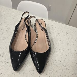 INC International Concepts Black Patent Slingback Pointed Toe Flats